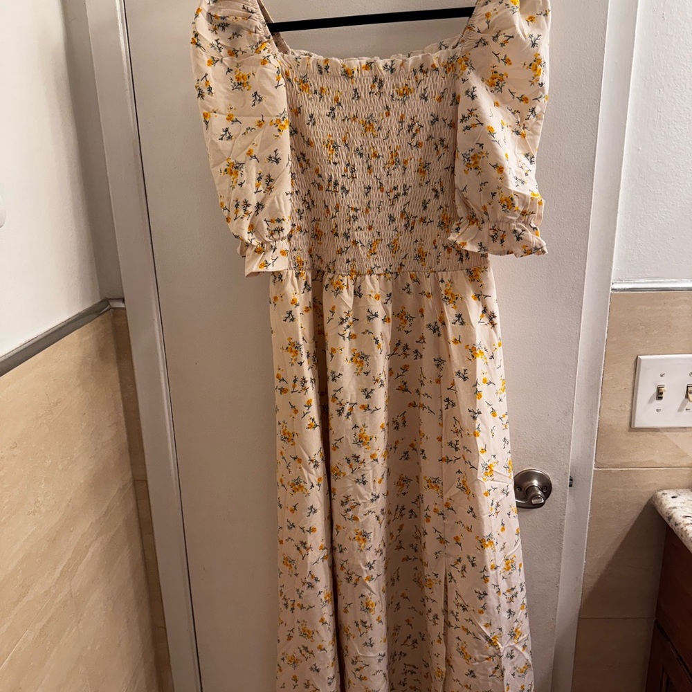 SHEIN Floral Maxi Dress - Cream and Yellow